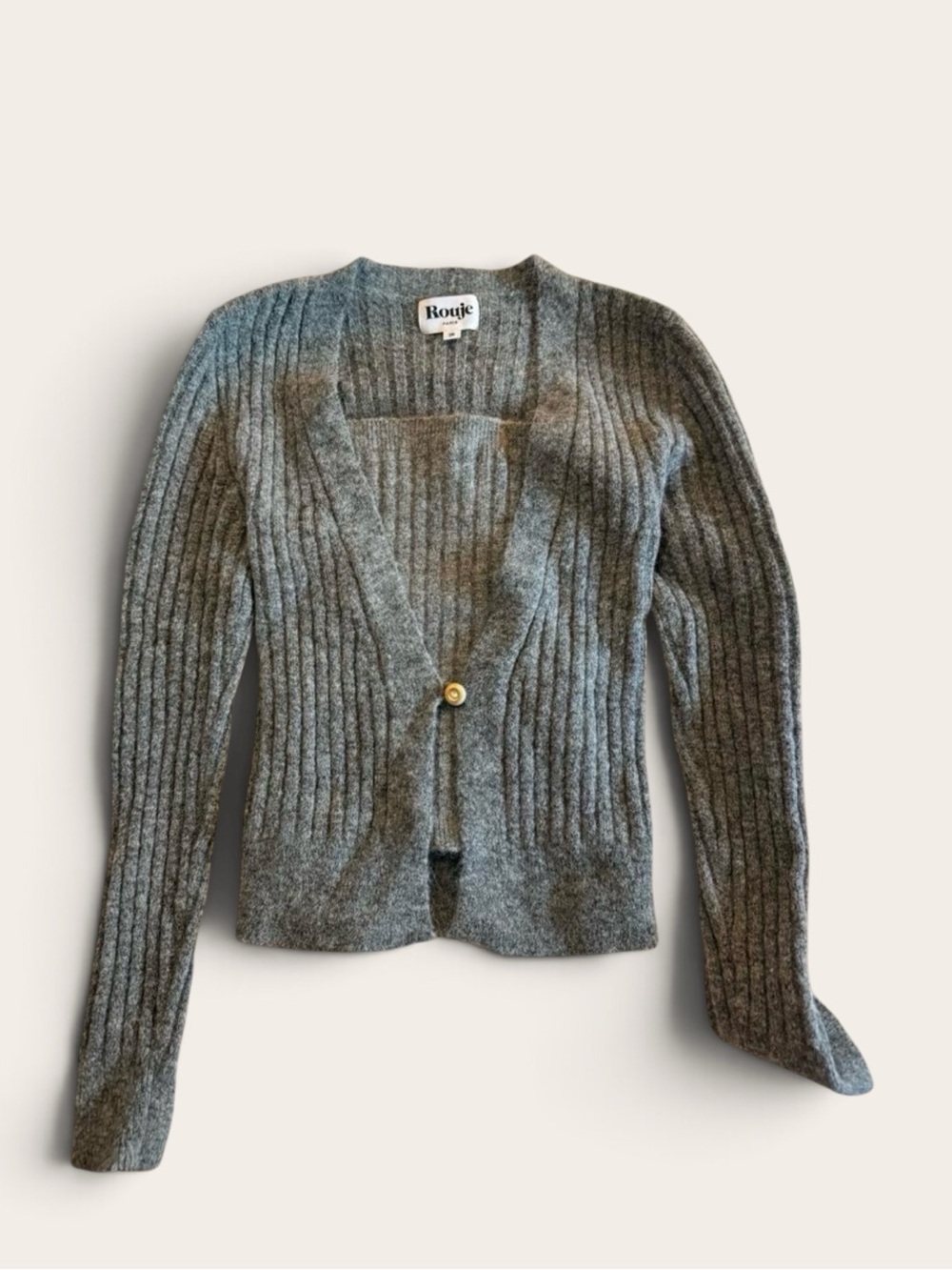 Rouje Paris Grey Ribbed Cardigan & Strapless Top Set